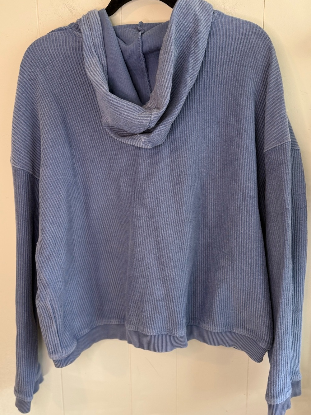 Aerie Cozy Ribbed Hoodie in Dusty Blue, Size L - Picture 5 of 5